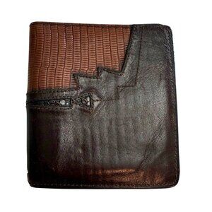 James Culver Men's Bi-Fold Wallet Croc Lizard Embossed Leather Handmade Tubac